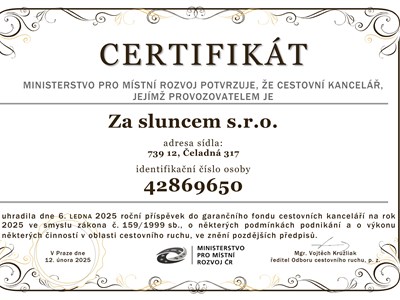 Certifikáty a ocenění - certifikát Garanční fond